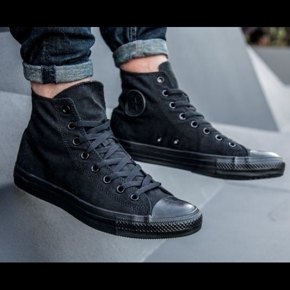 all black high top converse size 4